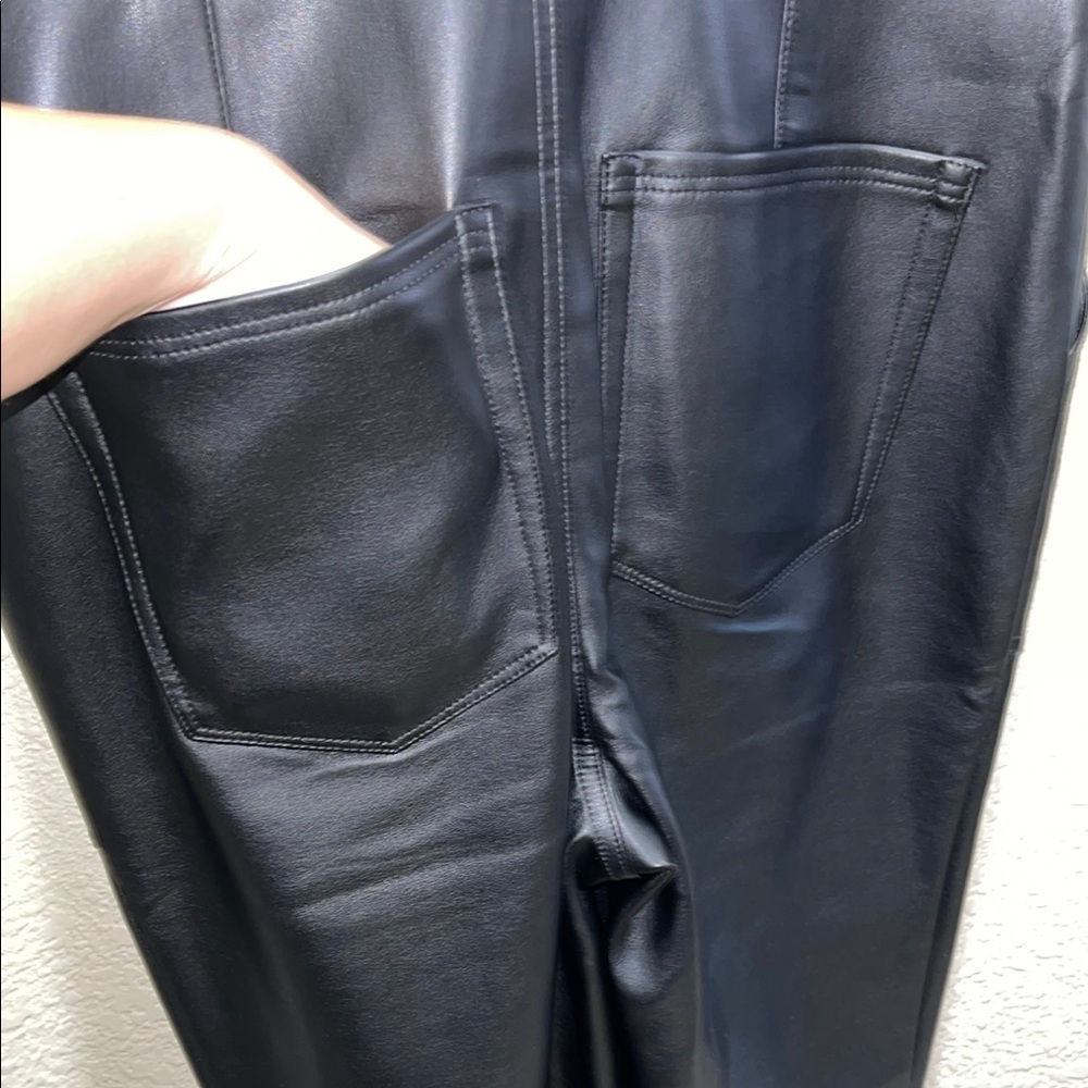 Good American Faux Black Leather Jumpsuit with Modern Edge - Picture 12 of 12
